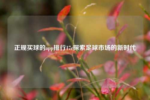 正规买球的app排行17c探索足球市场的新时代