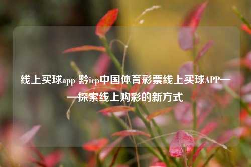 线上买球app 黔icp中国体育彩票线上买球APP——探索线上购彩的新方式