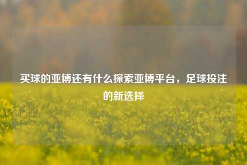买球的亚博还有什么探索亚博平台，足球投注的新选择